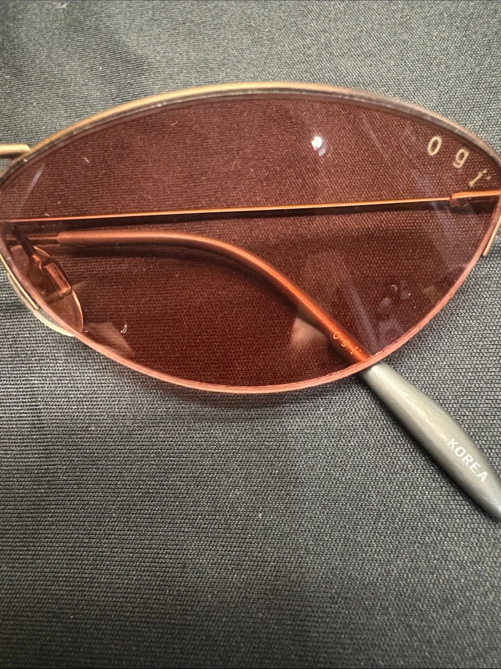Slim Cat Eye  Sunglasses with Colored Lenses and Coper Colored Frame